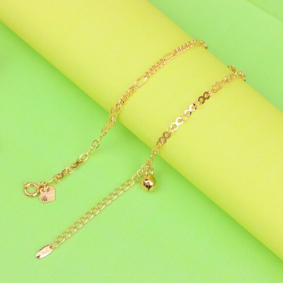 "Rose Gold Anklet with Floral & Charm Accents, XPAL1059 - Picture 9 of 12